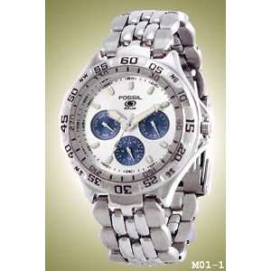  Fossil 3 eye Silver Sunray Dial Mens Water Resistant Watch 
