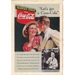   Coca Cola Ad Couple at Soda Fountain Original Coke Ad 