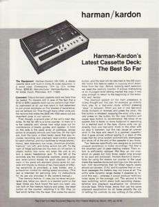 Harman/Kardon HK 1000 Cassette Deck Brochure  