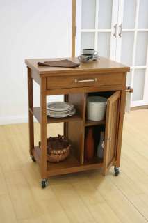 Oak Finish Wood Kitchen Serving Cart ~New~  