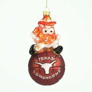  Texas Longhorns NCAA Glass Mascot Basketball Ornament (5 