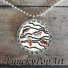 Deco GOLDFISH koi fish Altered Pendant Art Necklace