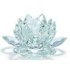  5.5 Faceted Glass Lotus Candle Holder