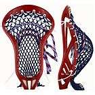   Red Custom Pro Strung Lacrosse Head // Navy Blue USA Mesh Pocket