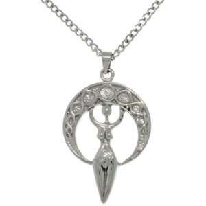  Stainless Steel Goddess Crescent Moon Necklace Jewelry