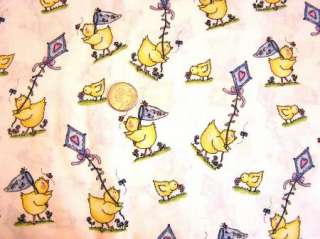 FABRIC QUILT quilting 1 YARD cotton EASTER CHCKS CHICKENS BABY NURSERY 