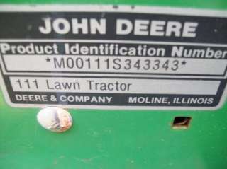 JOHN DEERE 111 RIDING LAWN MOWER & 38  DECK CLEAN NICE  