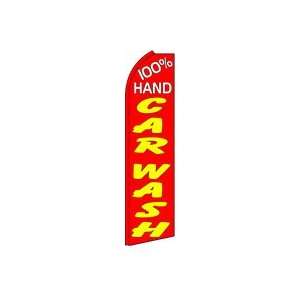  100% HAND CAR WASH (Red/Yellow) Feather Banner Flag (11.5 