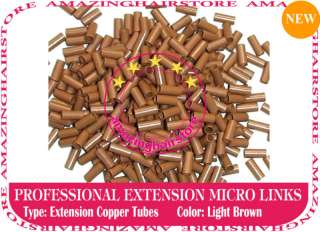 Pre Bond Hair Extensions Micro Ring Copper Tube L.Brown  