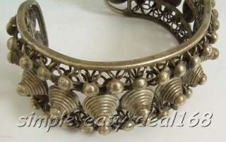 RARE Vintage Tibetan Silver Big Wide fighter studded Bracelet 1 size 