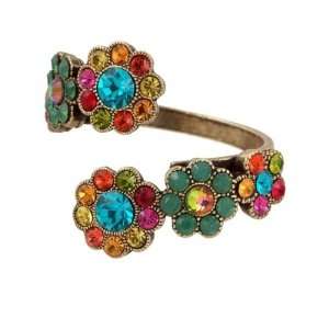 Michal Negrin Adjustable Wrap Ring with Flower Ornaments Embellished 