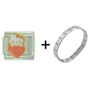  Hello Kitty Red Heart Italian Charm Pugster Jewelry