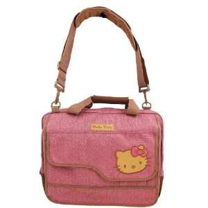 Hello Kitty Pink and Brown Herringbone Laptop Messenger Bag