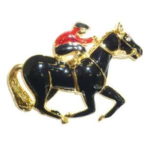  Enamel Jockey & Horse Pin in Assorted Colors Jewelry