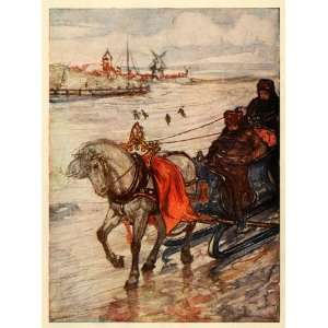 1913 Print Nico Jungmann Art Holland Horse Drawn Sleigh 