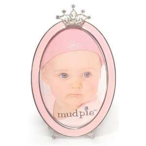    Little Princess Jeweled Crown Pink Oval Frame by Mud Pie Baby