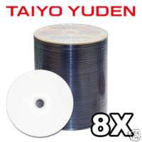 100 Taiyo Yuden 8x DVD R White Inkjet Media DVDR Disc  