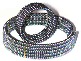 Dog Collar 4 Strand Black Pearl Choker Bracelet Set  