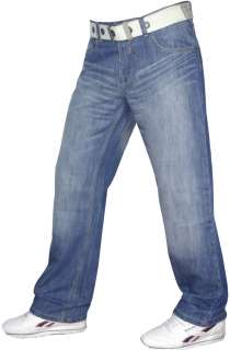 NEW MENS DESIGNER ENZO JEANS STRAIGHT CLASSIC FIT WITH FREE BELT WAIST 