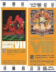 Miami Dolphins Mint Sprint Replica Super Bowl VII + VIII Tickets 