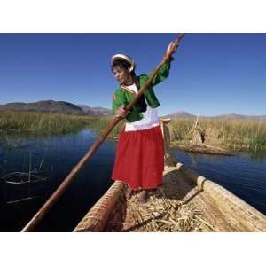  Portrait of a Uros Indian Woman on a Traditional Reed Boat 