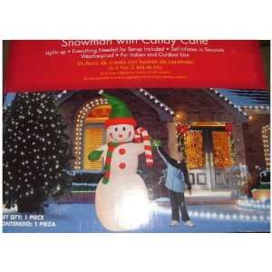   FEET INFLATABLE SNOWMAN WITH CANDY CANE CHRISTMAS OUTDOOR DECORATION