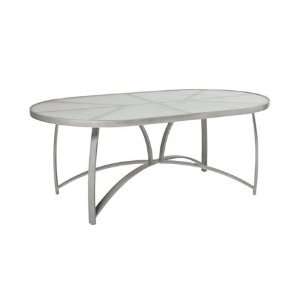 Woodard Wyatt Aluminum 42 x 74 Oval Dining Patio Table Frosted Glass 