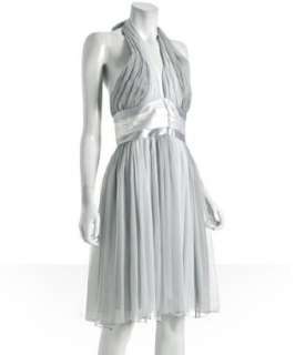 by Allen Schwartz silver silk chiffon ombré halter dress 