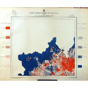  1929 Colour Map Italy Population Milano Novara Milan