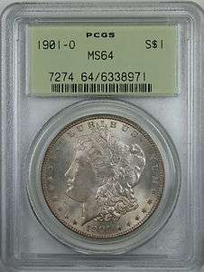 1901 O Morgan Silver Dollar Coin, Toned, PCGS MS 64 OGH  