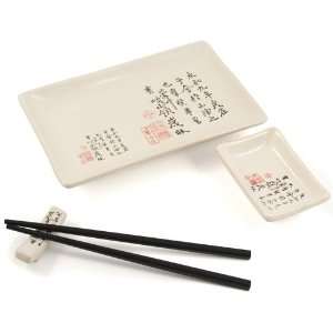  Japanese Sushi Dinner for 2 Plates Chopsticks Rests and 