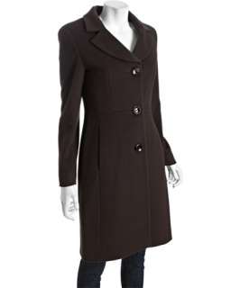 Cinzia Rocca espresso wool cashmere blend button front coat