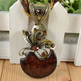   Multi Chain Resin Bead Crystal Flower Pendant Cocktail Necklace N072