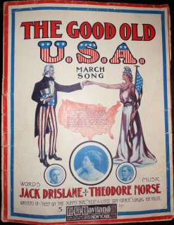   Old U.S.A. March Song Uncle Sam Sheet Music, Drislane, Morse,  