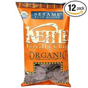 Kettle Brand Certified Organic Tortilla Chips, Sesame Blue Moons, Case 