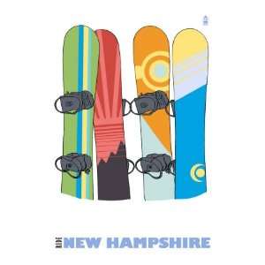  New Hampshire, Snowboards in the Snow Giclee Poster Print 