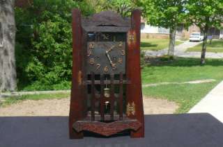 Antique New Haven Dark Fumed Oak Western Mission Shelf Mantle Clock 