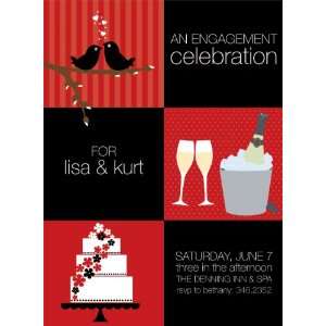   Berry Black Engagement Party Invitations