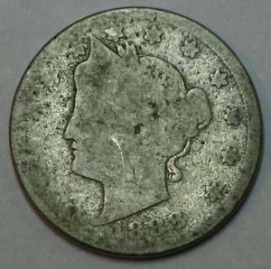 Extremely Worn 1888 Liberty Head or V Nickel grades AG  