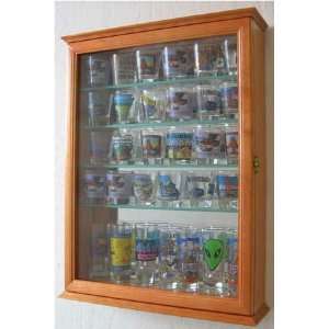 36 Souvenir Shot Glass Display Case Shadow Box Wall Mounted Cabinet 