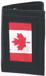 Genuine Leather Lambskin Tri Fold Wallet Canada Flag # 4283  