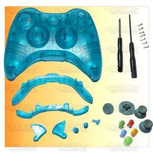   Blue Housing Shell Case Parts + Buttons for Xbox 360 Controller  