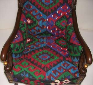Handmade Turkısh Wool Handmade Oushak Kilim Upholstered ARMCHAIR 