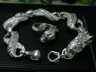 Silver EP Chinese Dragon Bracelet + Ring Set Hot Sale  