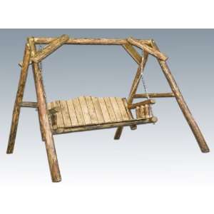  Glacier Country Log Lawn Swing with A   Frame Patio, Lawn & Garden