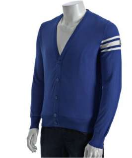 Moncler blue cotton striped sleeve cardigan  