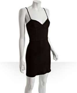 Monrow black knit zip back bustier Sweetheart dress   up to 