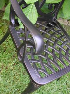 Pair Cast Aluminum Outdoor Patio Furniture Arm Chairs  