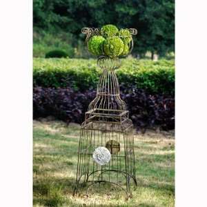    Wrought Iron Trellis & Basket Planter 47 inch Patio, Lawn & Garden