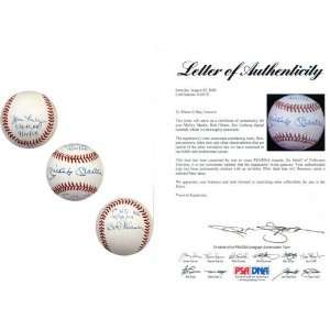 Mickey Mantle, Jim Lonborg & Bob Gibson Autographed Baseball (PSA/DNA 